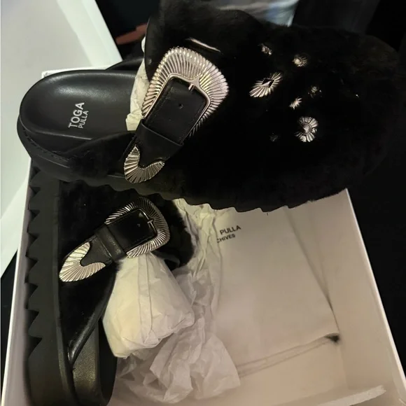 TOGA Pulla Black and Silver Studded Mules - Picture 10 of 11